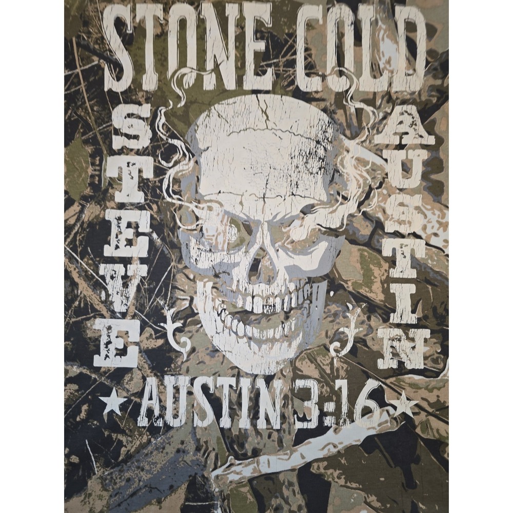 WWE Shirt Mens S Green Stone Cold Steve Austin 3:16 Camo Graphic Tee Tagless